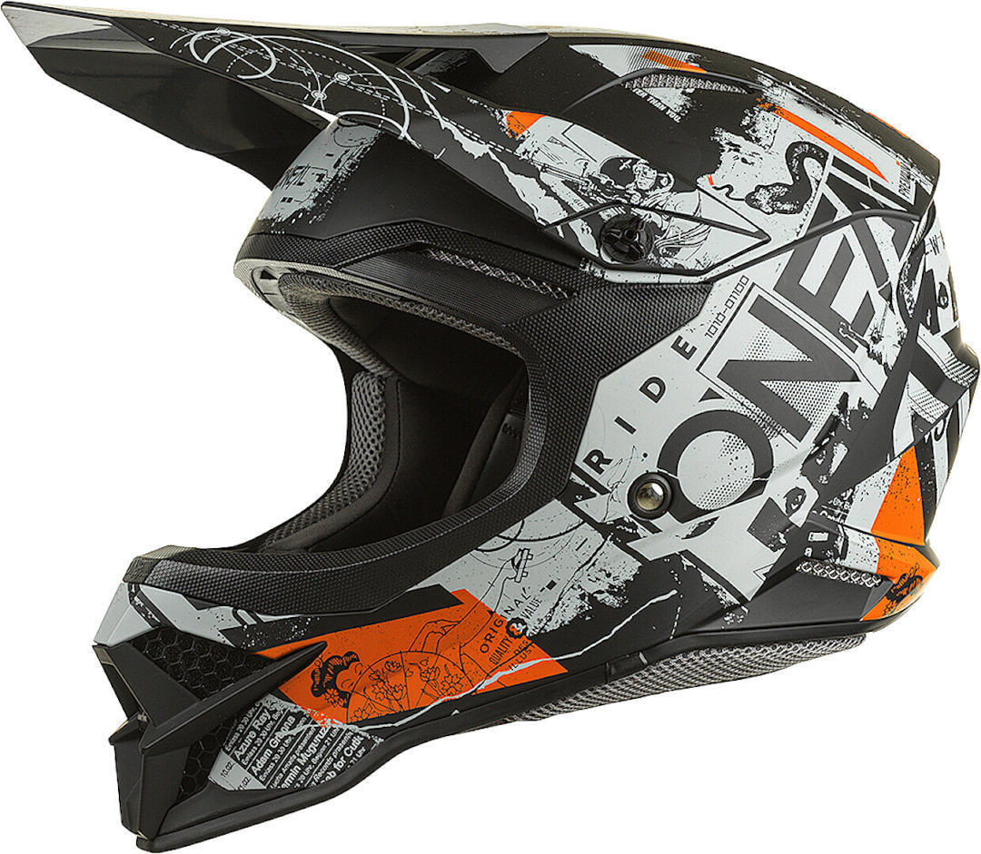 Oneal 3Series Scarz V.22 Motocross Helm, grau-orange, Größe XS