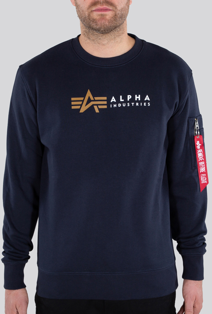 Alpha Industries Label Pullover, blau, Größe M