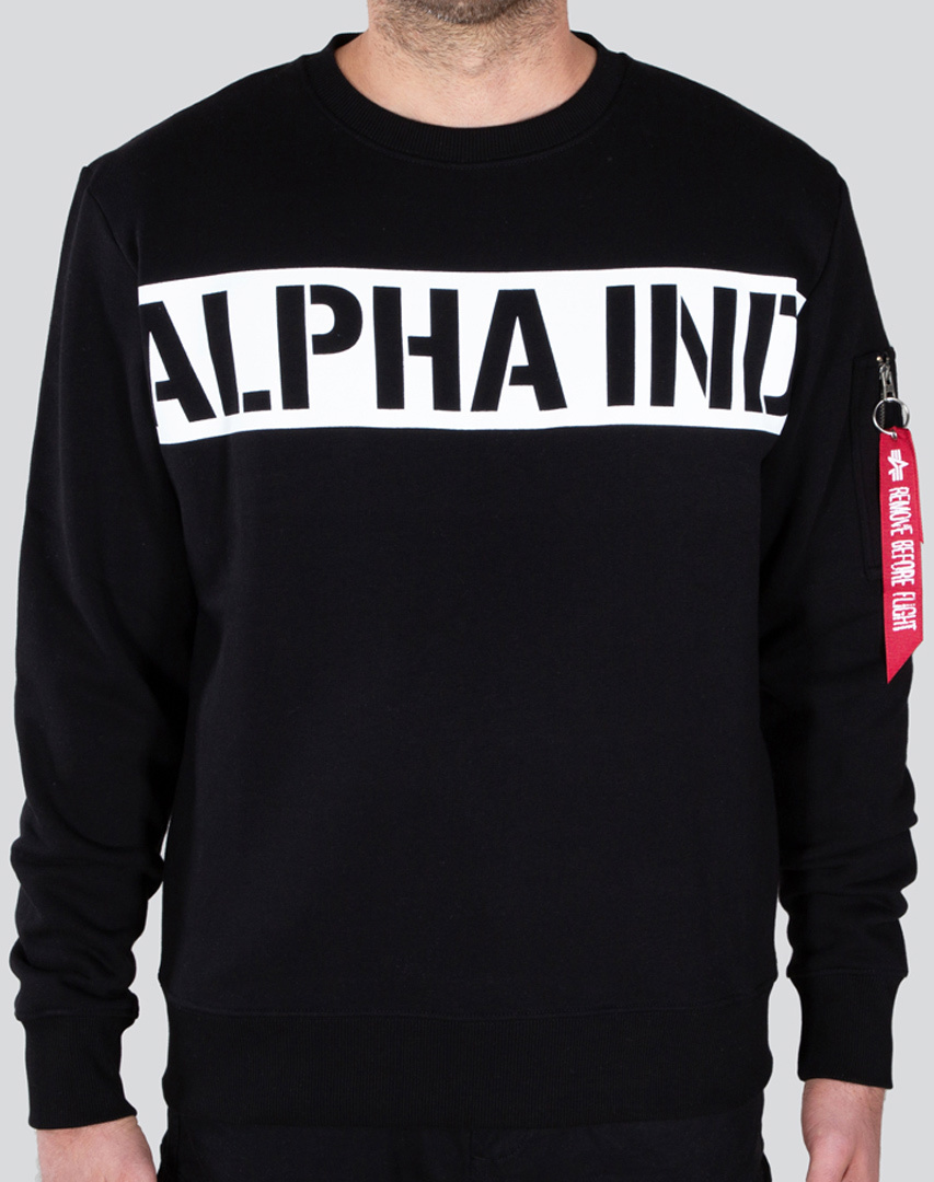 Alpha Industries Printed Stripe Pullover, zwart, afmeting 3XL