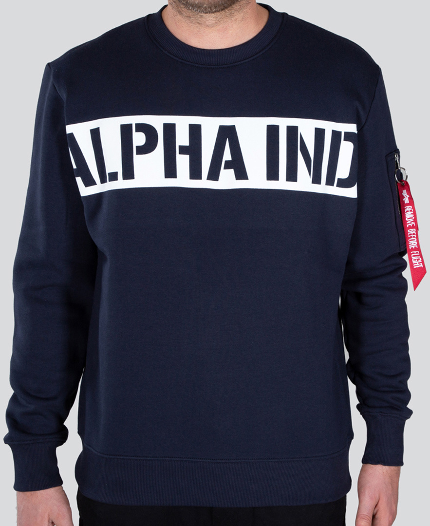 Alpha Industries Printed Stripe Pullover, blauw, afmeting S