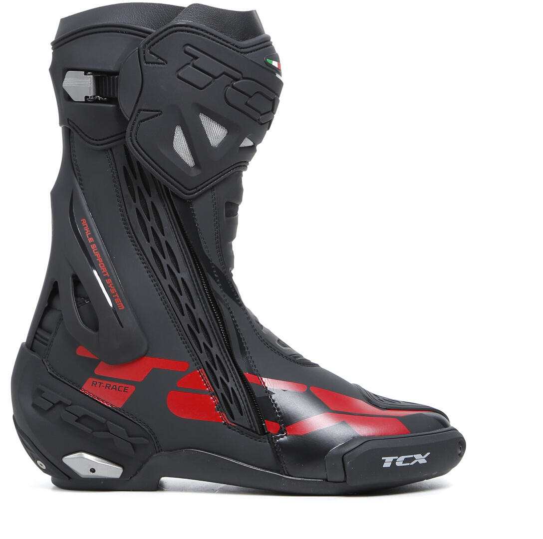 TCX RT-Race Motorcycle Boots, black-red, Size 43, black-red, Size 43