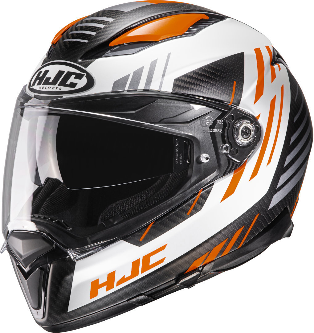 HJC F70 Carbon Kesta Helmet, black-white-orange, Size 2XL, black-white-orange, Size 2XL