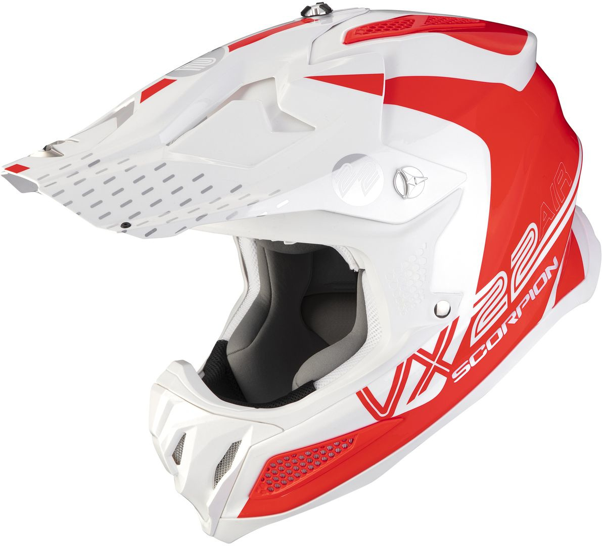 Scorpion VX-22 Air Ares Motocross Helm, weiss-rot, Größe M