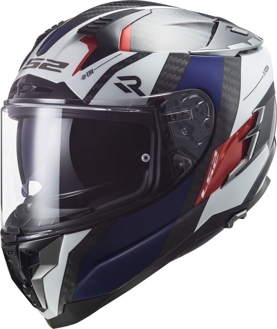 LS2 FF327 Challenger Alloy Carbon Helm, weiss-rot-blau, Größe 2XL