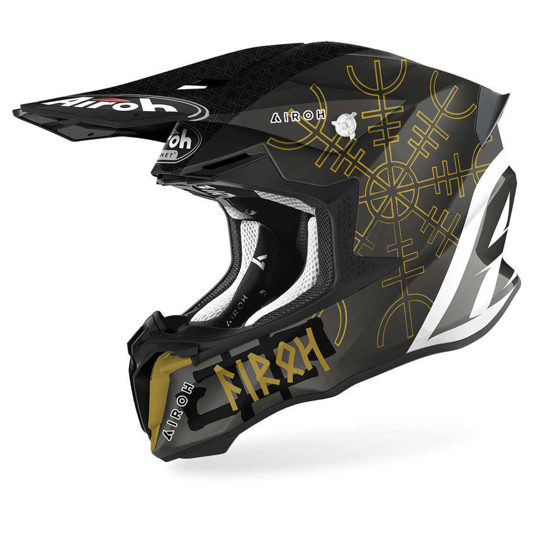 Airoh Twist 2.0 Sword Motocross Helmet, black-white-gold, Size XS, black-white-gold, Size XS