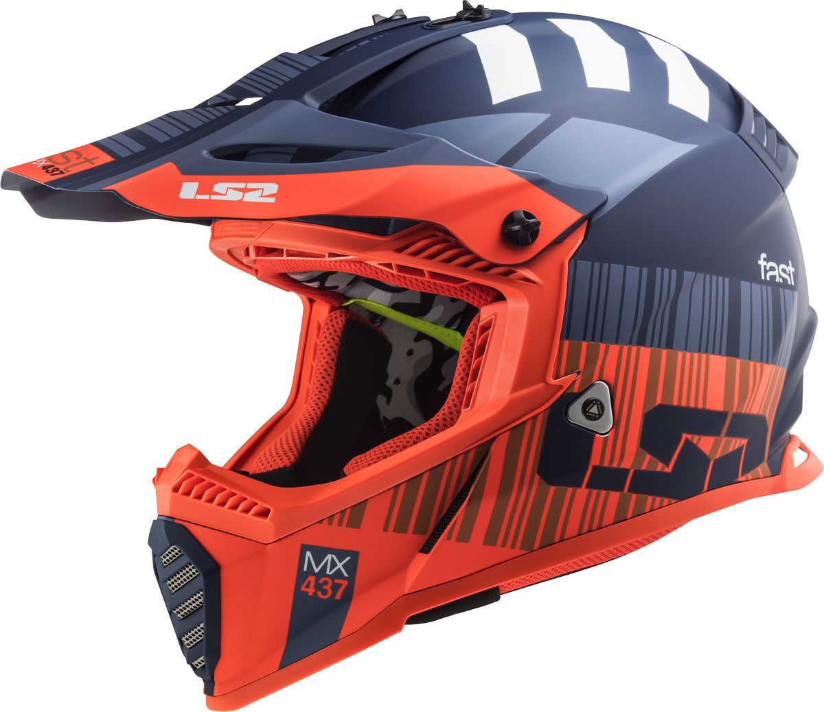 LS2 MX437 Fast Mini Evo XCode Kinder Motocross Helm, blau-orange, Größe 2XS XS