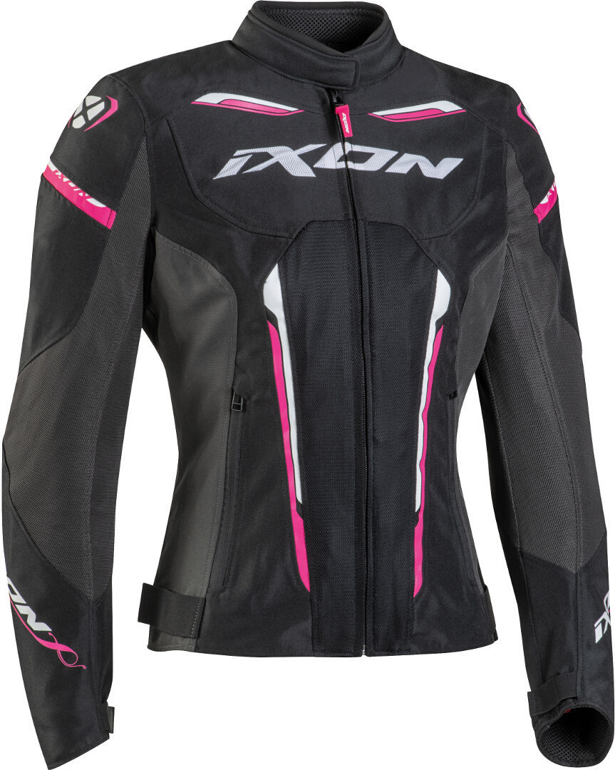 Ixon Striker WP Damen Motorrad Textil Jacke, schwarz-grau-rot, Größe S
