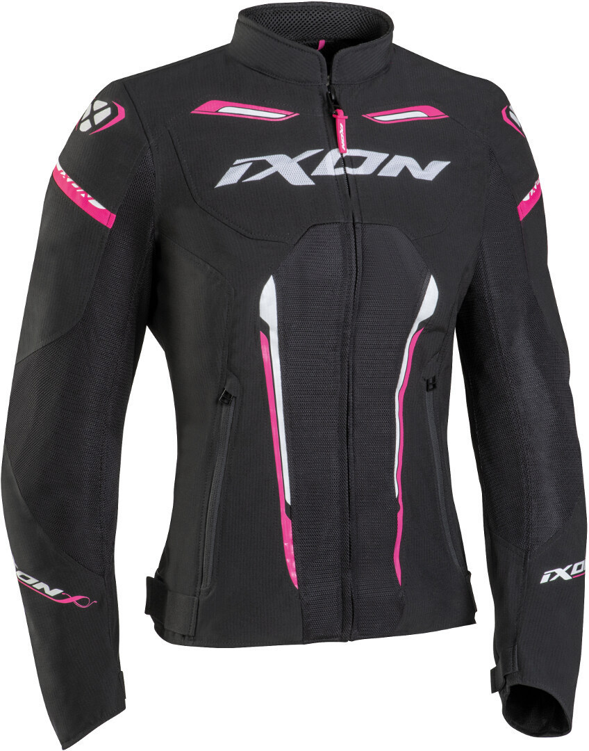 Ixon Striker Air Damen Motorrad Textiljacke, schwarz-weiss-pink, Größe XL