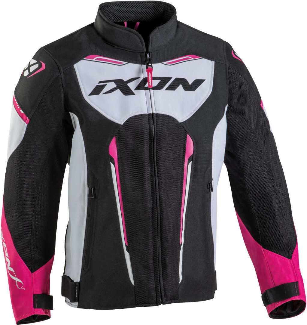 Ixon Striker Air L Kinder Motorrad Textiljacke, schwarz-weiss-pink, Größe 12 Jahre