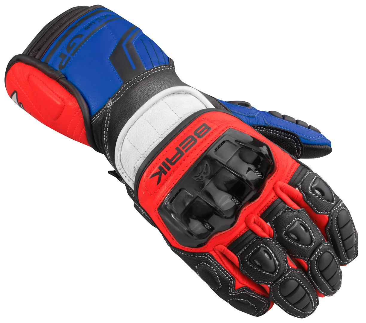 Berik Track Pro Motorcycle Gloves, black-red-blue, Size L, black-red-blue, Size L