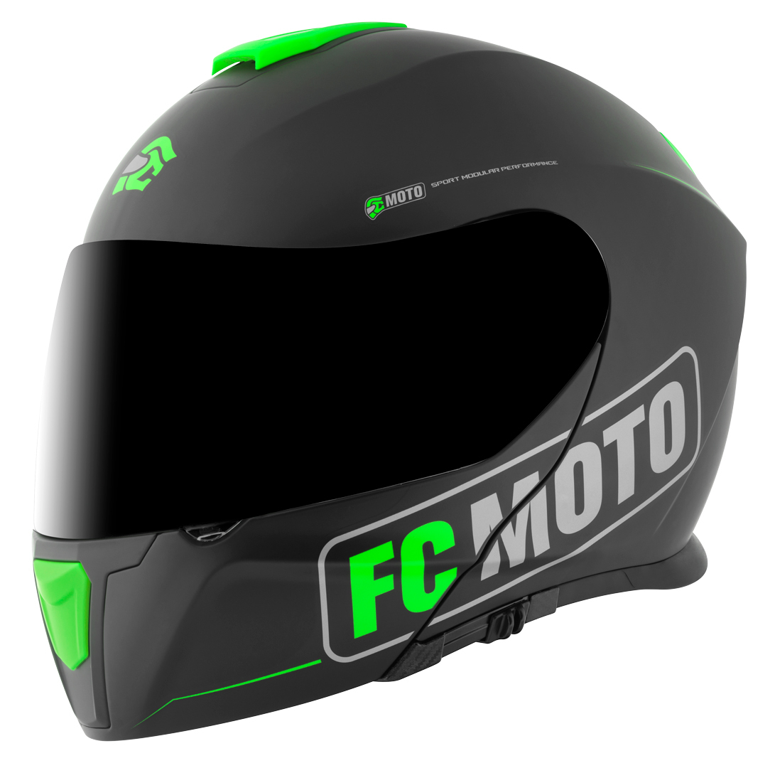 FC-Moto Novo Straight Klapphelm, schwarz-grün, Größe XS