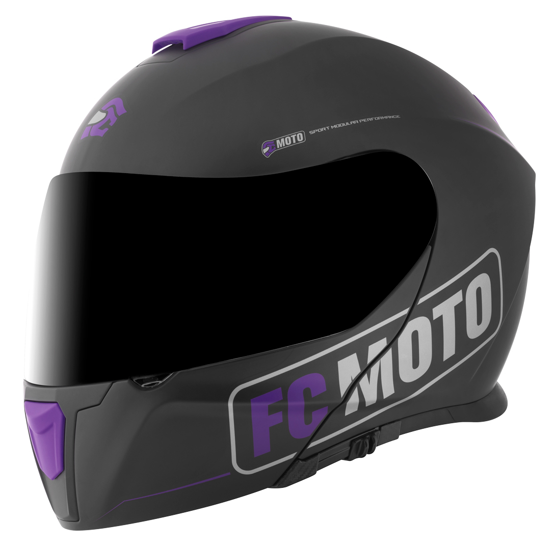 FC-Moto Novo Straight Klapphelm, schwarz-lila, Größe XS