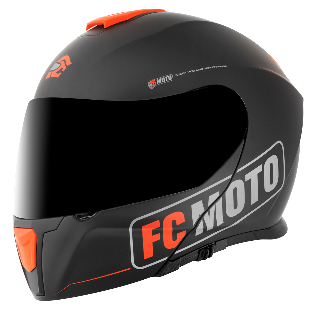FC-Moto Novo Straight Klapphelm, schwarz-orange, Größe 2XL