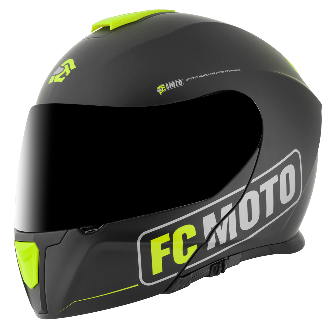 FC-Moto Novo Straight Klapphelm, schwarz-gelb, Größe L