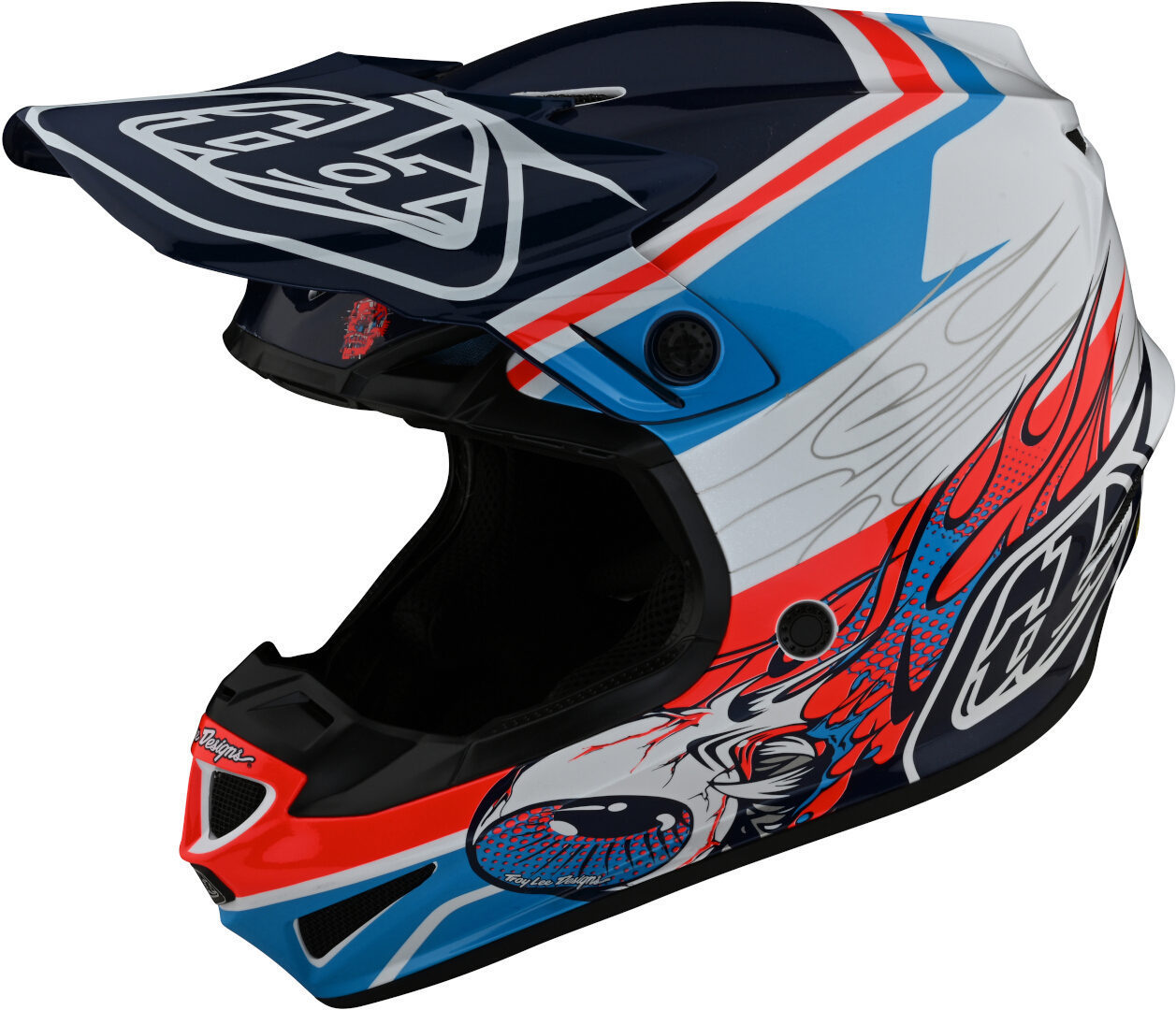 Troy Lee Designs SE4 Polyacrylite MIPS Skooly Motocross Helm, blau-orange, Größe XL