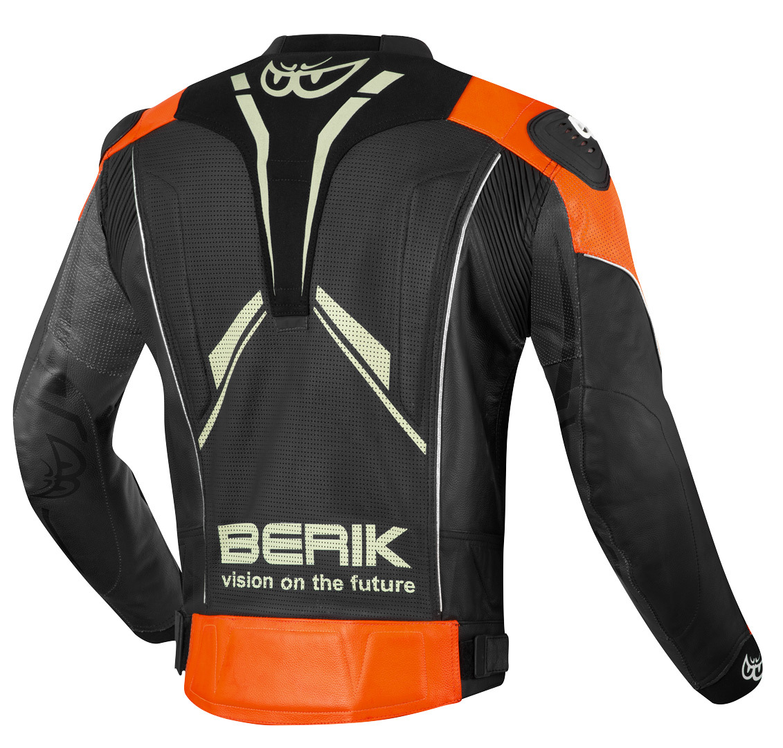 Photos - Motorcycle Clothing Berik Street Pro Evo Motorcycle Leather Jacket, black-orange, Size 48 