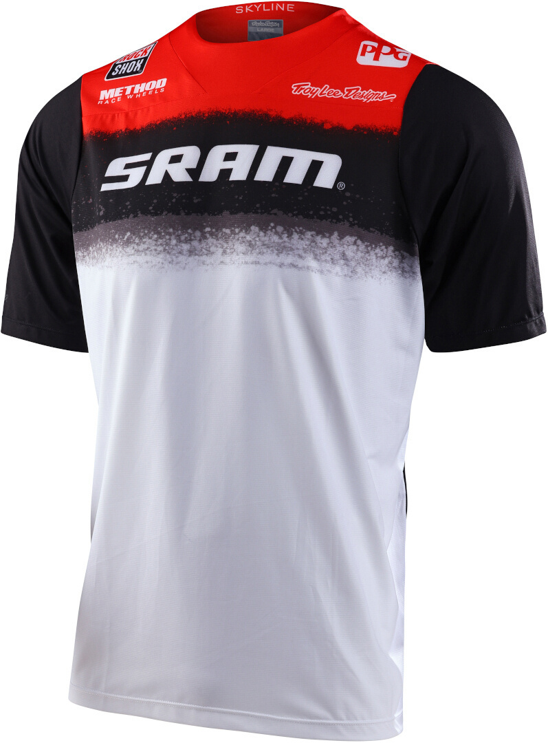 Troy Lee Designs Skyline Air SRAM Roost Cykeltröja med shortsleeve, svart-vit-röd, storlek 2XL