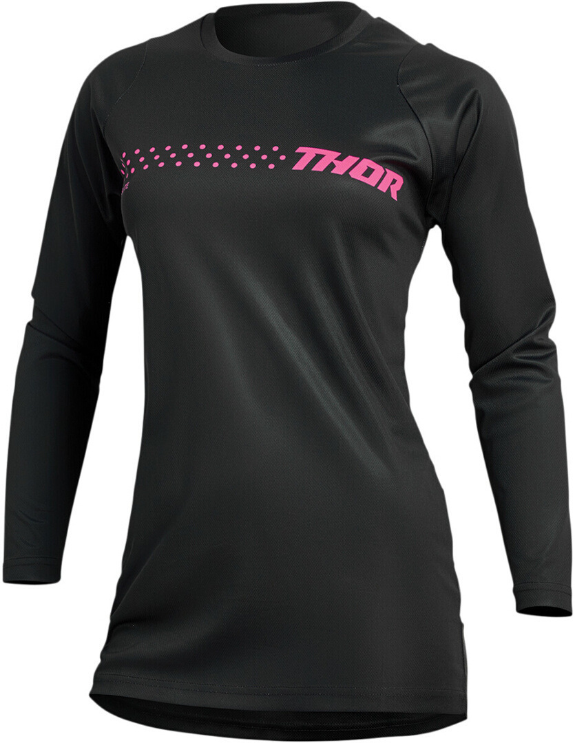 Thor Sector Minimal Ladies Motocross Jersey, black-pink, Size XS for Women, black-pink, Size XS for Women