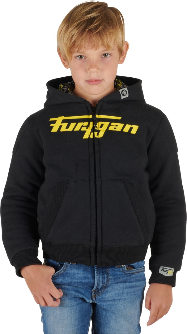 Furygan Luxio Evo Kinder Zip Hoodie, schwarz-gelb, Größe 12 Jahre