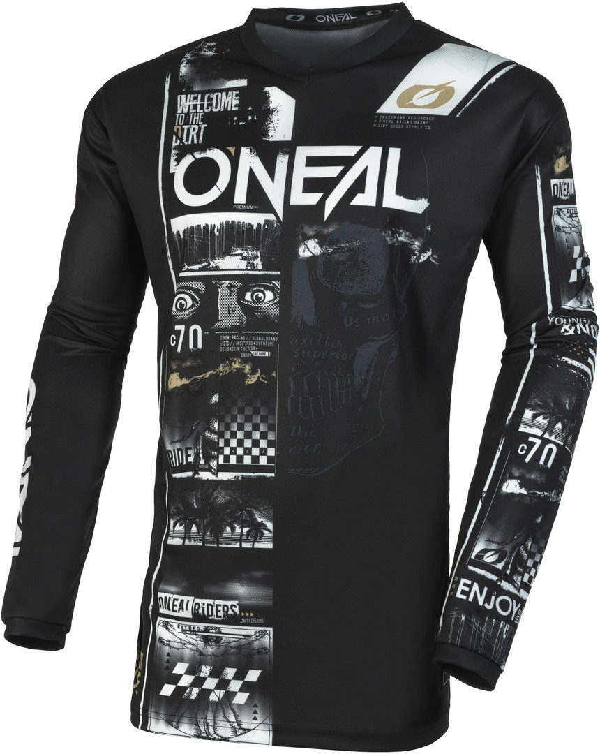 Oneal Element Attack Motocross Jersey, schwarz-weiss, Größe S