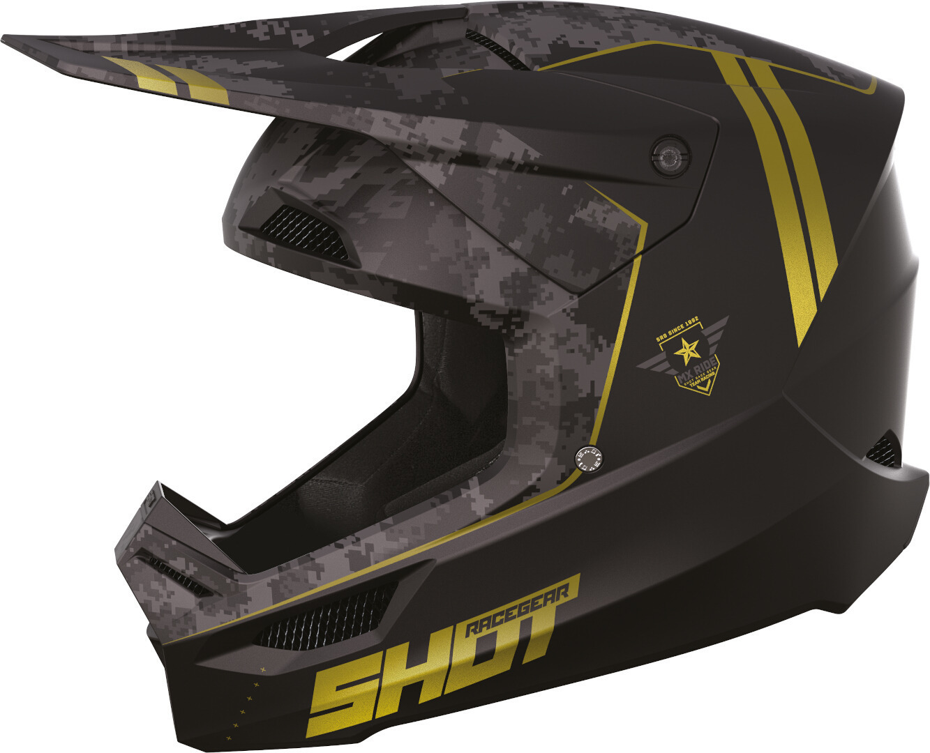 Shot Furious Army Motocross Helm, schwarz-gold, Größe 2XL