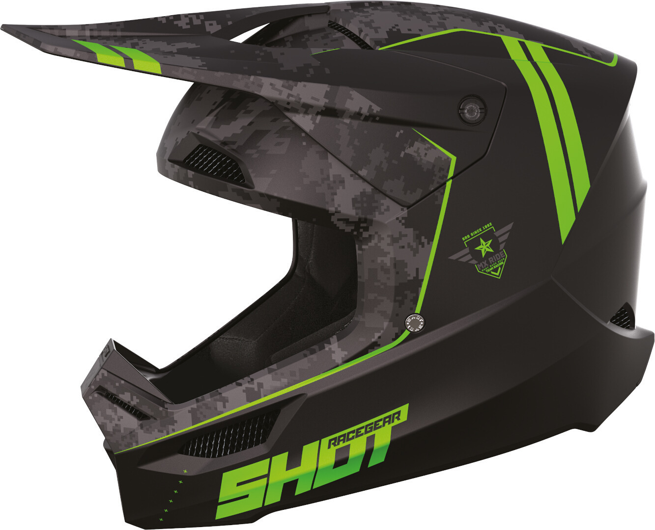 Shot Furious Army Motocross Helm, schwarz-grün, Größe XL