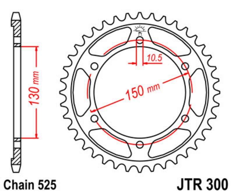 JT SPROCKETS 표준 스틸 크라운 300 - 525