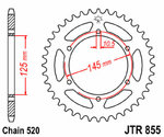 JT SPROCKETS 표준 스틸 크라운 855 - 520