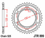 JT SPROCKETS Coroa de aço padrão 899 - 525