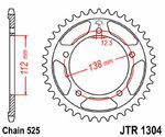 JT SPROCKETS Coroa de aço padrão 1304 - 525