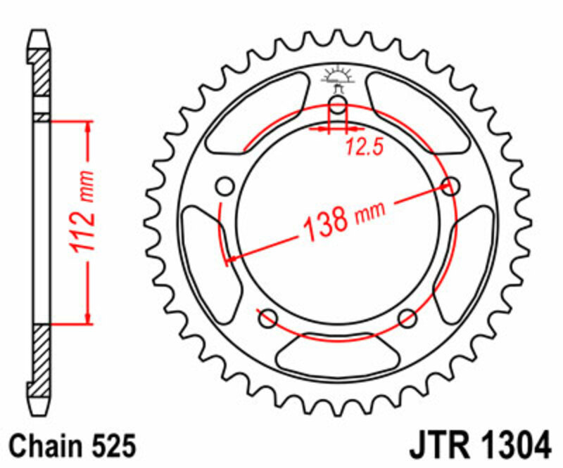 JT SPROCKETS Corona de acero estándar 1304 - 525