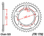 JT SPROCKETS Coroa de aço padrão 1792 - 525