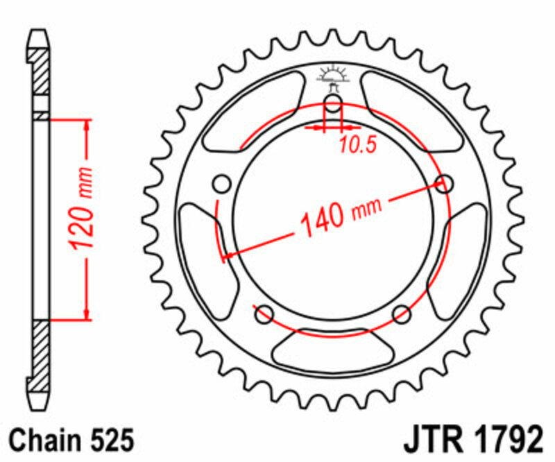 JT SPROCKETS Corona de acero estándar 1792 - 525