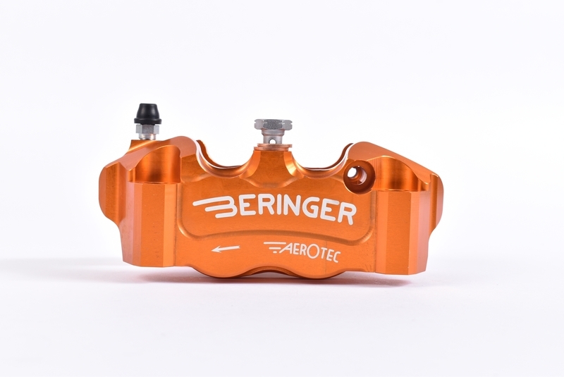 Beringer Aerotec® Left Radial Brake Caliper 4 Pistons Ø32mm Spacing 100mm Orange