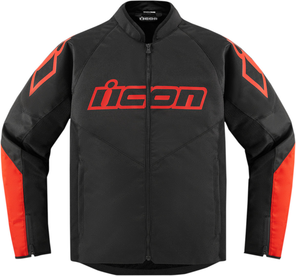 Icon Hooligan Motorfiets textiel jas, zwart-rood, afmeting S