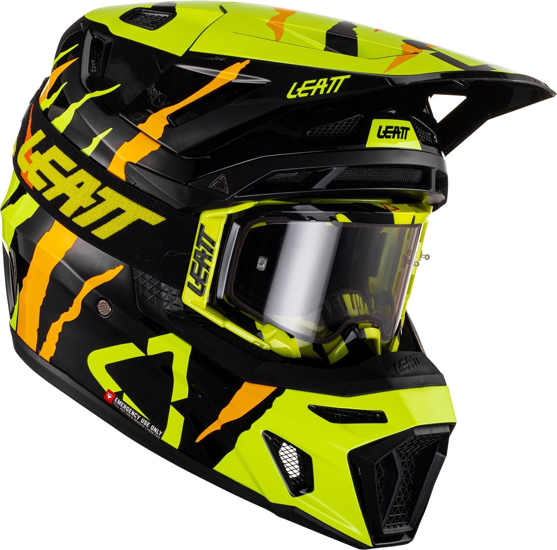 Leatt 8.5 Tiger Motocross Helmet with Goggles, black-yellow, Size XS, black-yellow, Size XS
