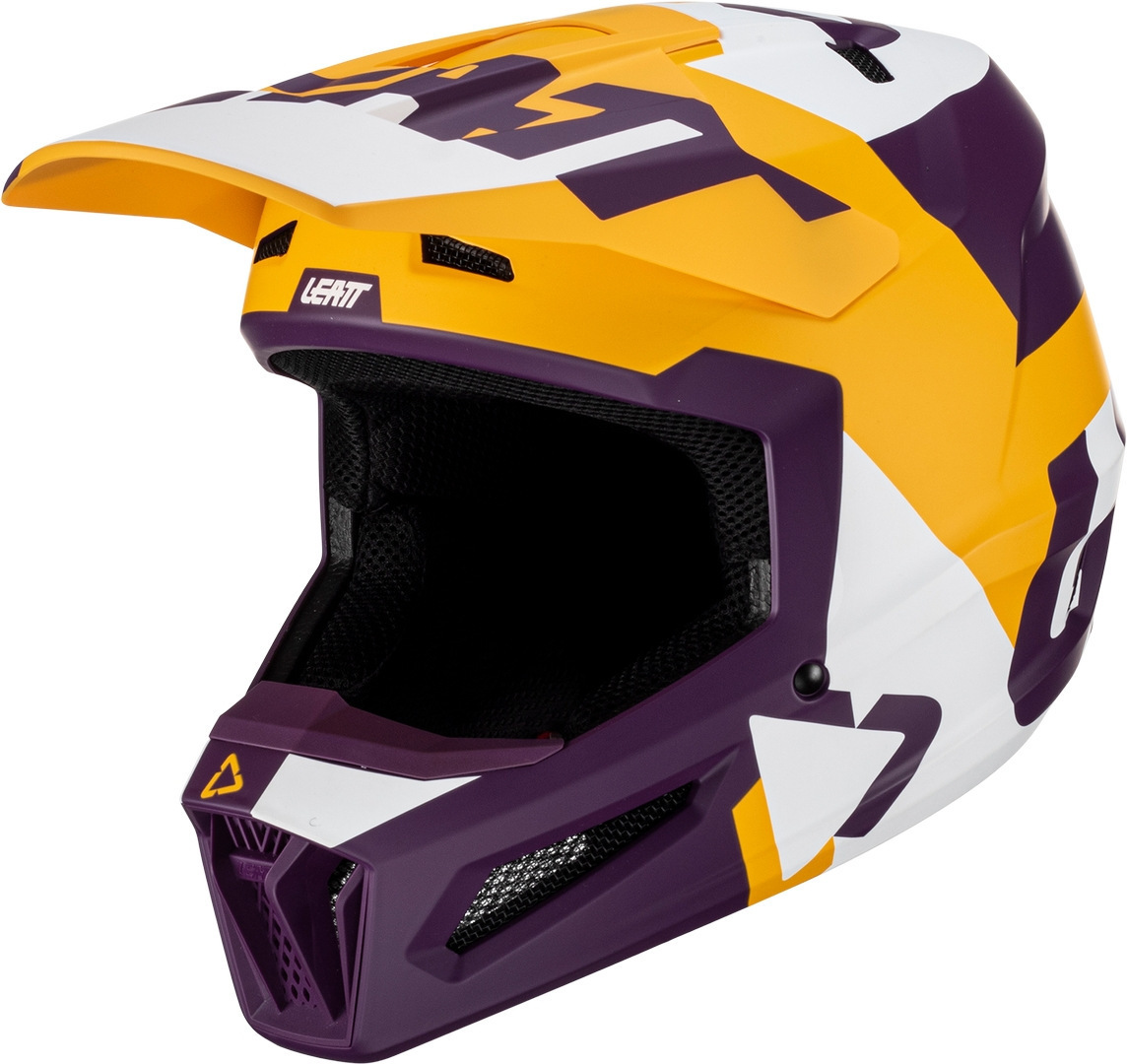 Leatt 2.5 Tricolor Motocross Helm, lila-gelb, Größe XS