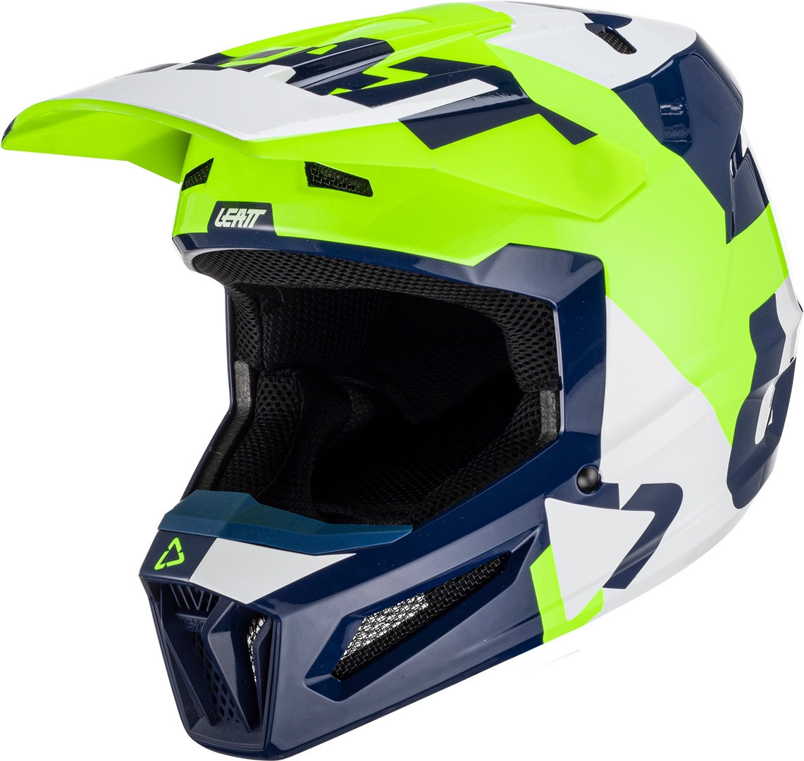 Leatt 2.5 Tricolor Motocross Helm, grün-blau, Größe XL