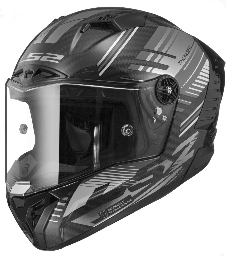 LS2 FF805 Thunder Volt Carbon Helm, schwarz-grau, Größe S