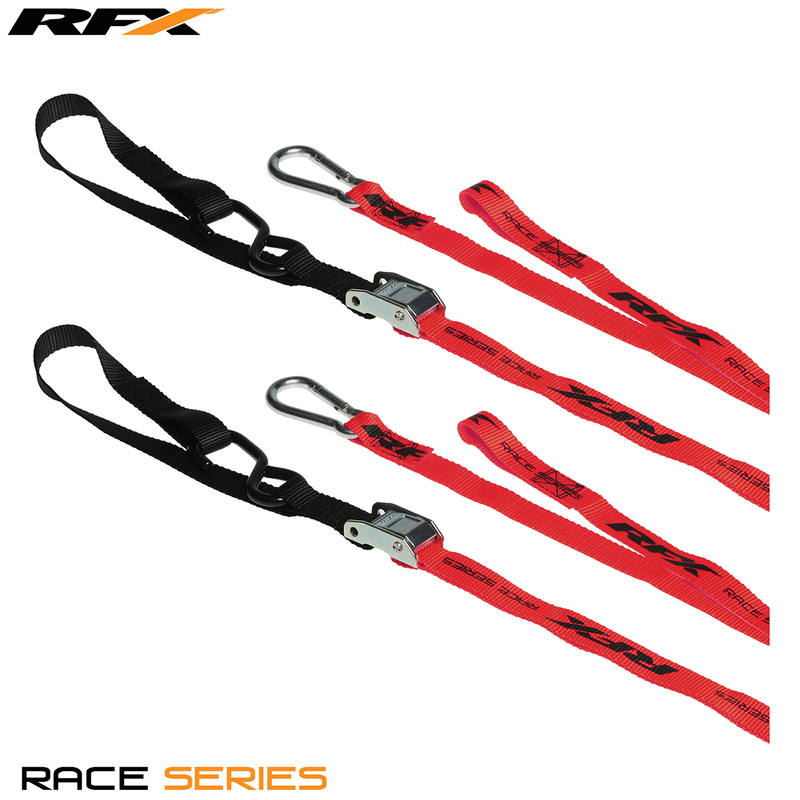 RFX Serie 1.0 Race Zurrringe (Rot/Schwarz) mit zusätzlicher Schnalle und Karabinerclip