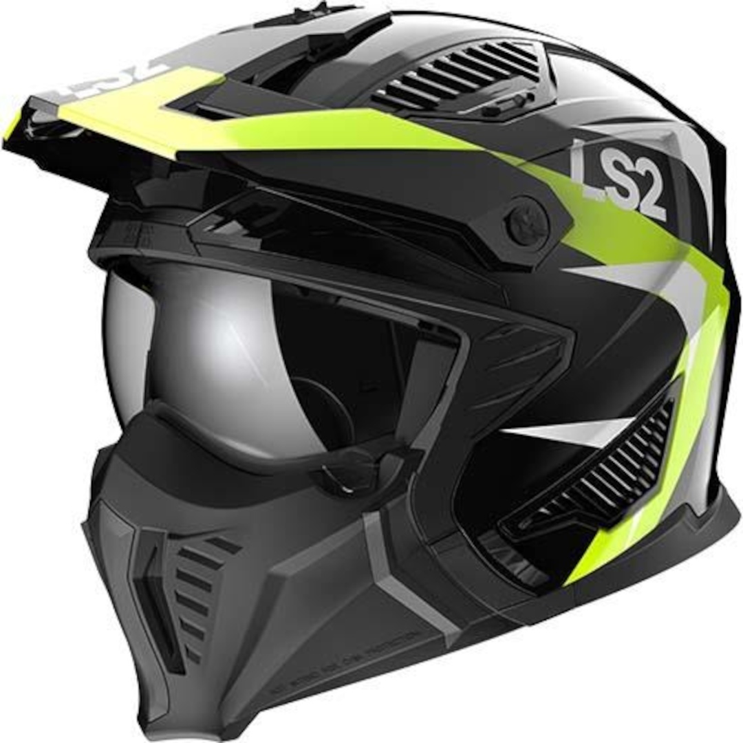 LS2 OF606 Drifter Triality Helm, schwarz-gelb, Größe XS