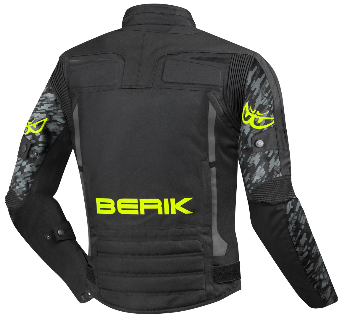 Photos - Motorcycle Clothing Berik Camo Street Waterproof Motorcycle Textile Jacket, black-yellow, Size 