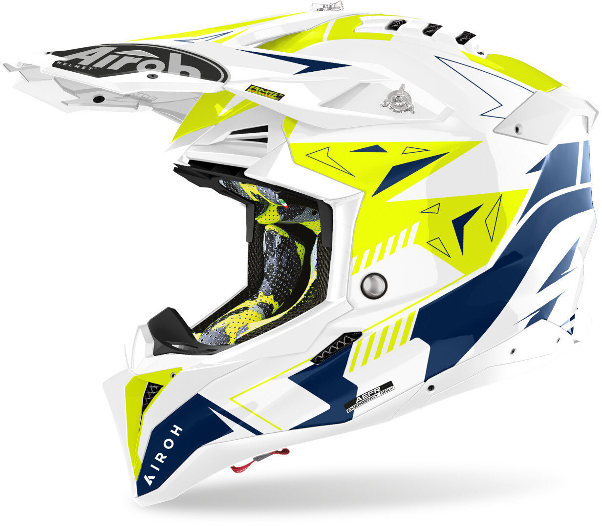 Airoh Aviator 3 Spin Motocross Helm, blau-gelb, Größe XS