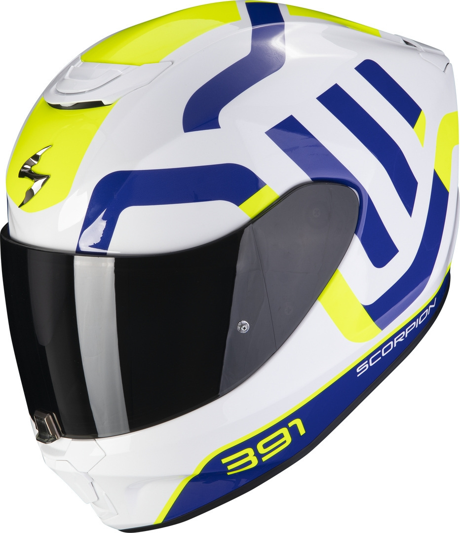 Scorpion EXO 391 Arok Helm, weiss-blau-gelb, Größe XS