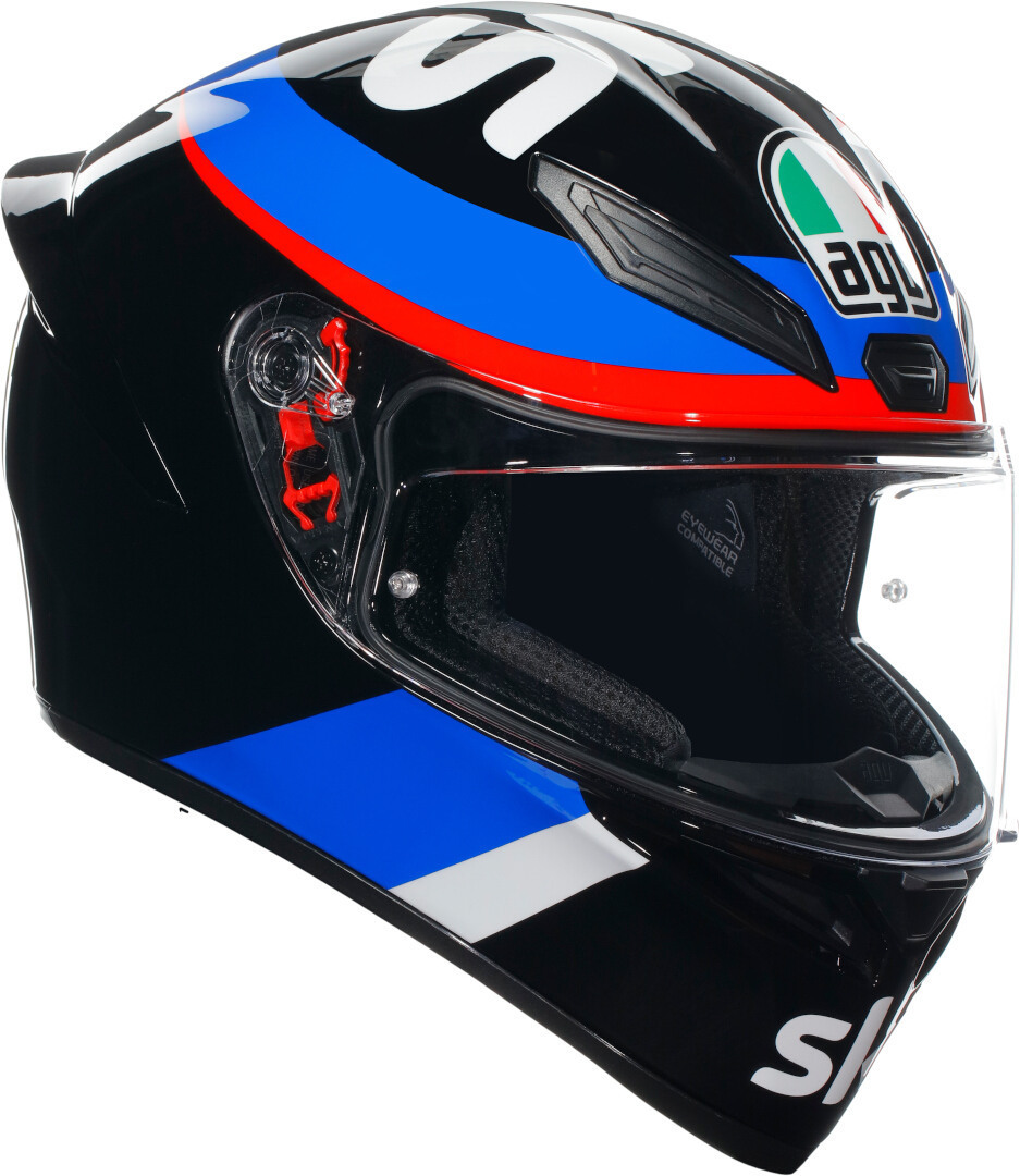 Image of AGV K-1 S VR46 Sky Racing Team Casco, nero-rosso-blu, dimensione M