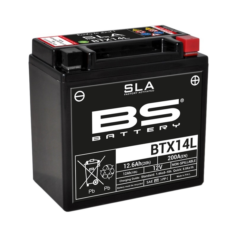 BS Battery Batería SLA libre de mantenimiento activada de fábrica - BTX14L