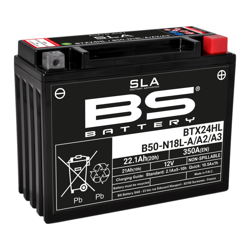 BS Battery Batterie SLA sans entretien activé usine - BTX24HL/B50-N18L-A/A2/A3