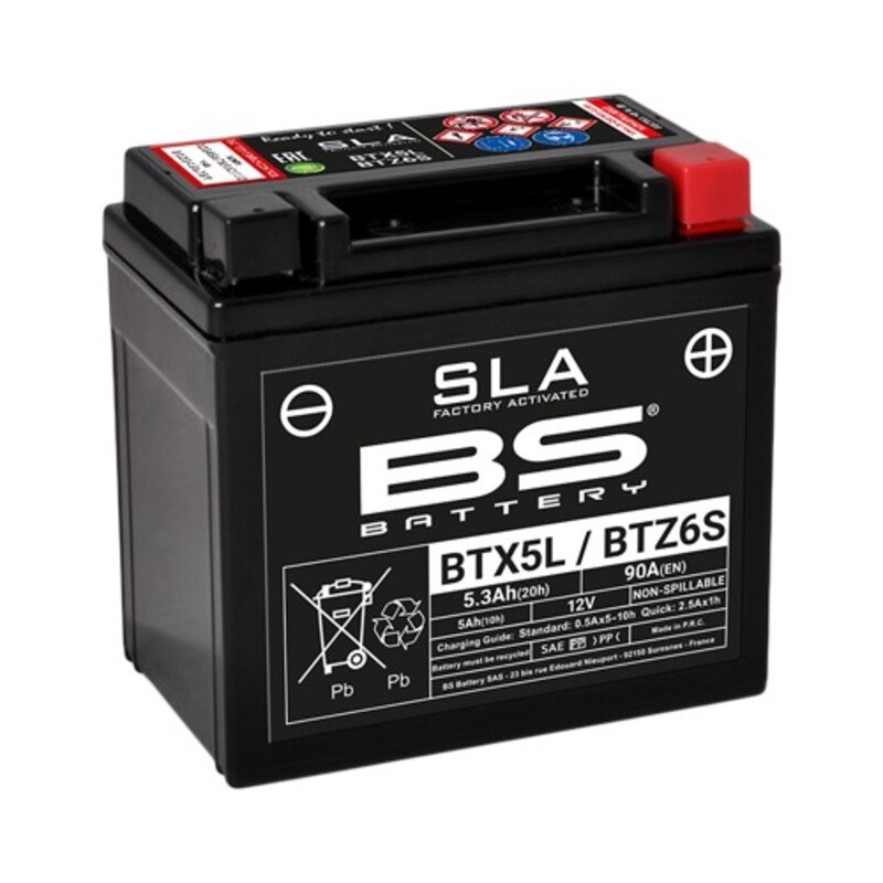 BS Battery Batterie SLA sans entretien activé usine - BTX5L / BTZ6S