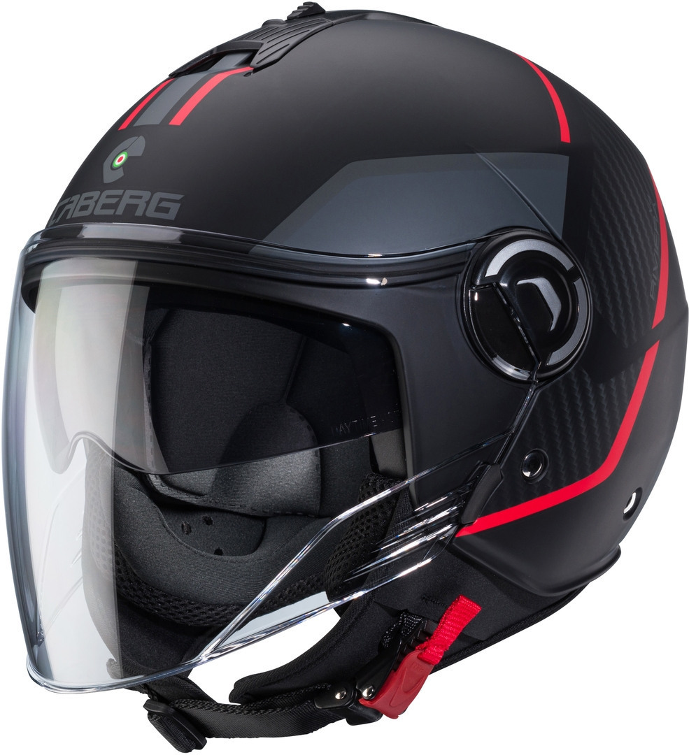 Caberg Riviera V4 X Geo Jet Helm, zwart-rood, afmeting S
