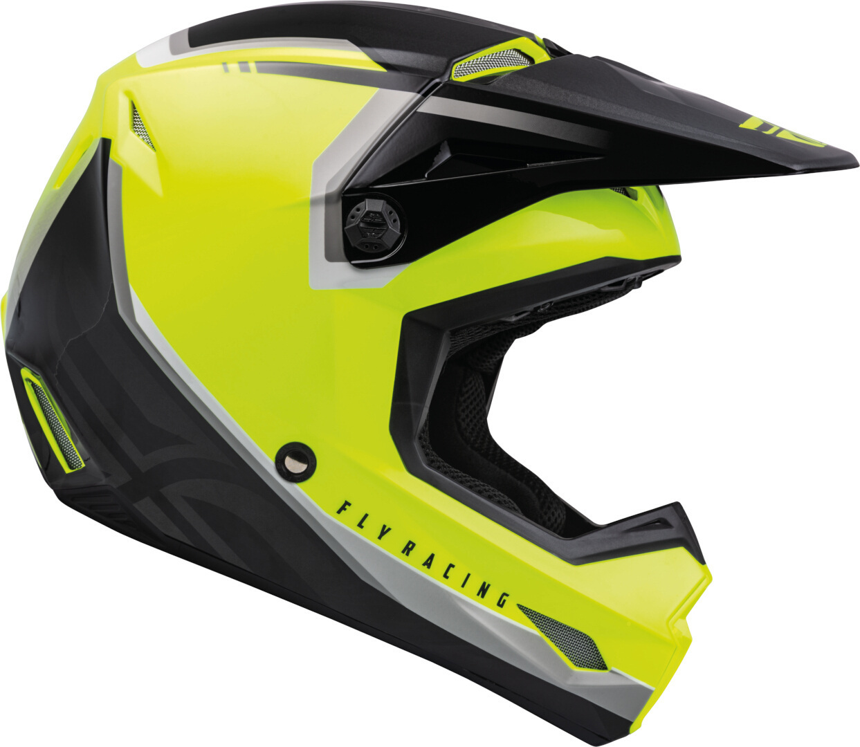 Fly Racing Kinetic Vision Motocross Helm, schwarz-gelb, Größe L